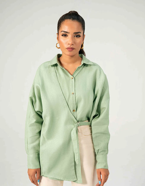 WAFFLE OVERLAPPED BUCKLE SHIRT
